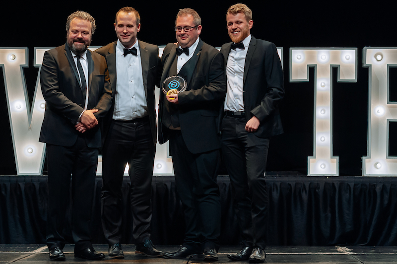Philip Mayling, Oliver Rowe and Luke Buckley of VenuIQ received the award for Best Conference Technology at the Event Technology Awards 2019.