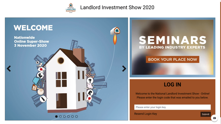 Landlord Investment Show 2022 - home screen