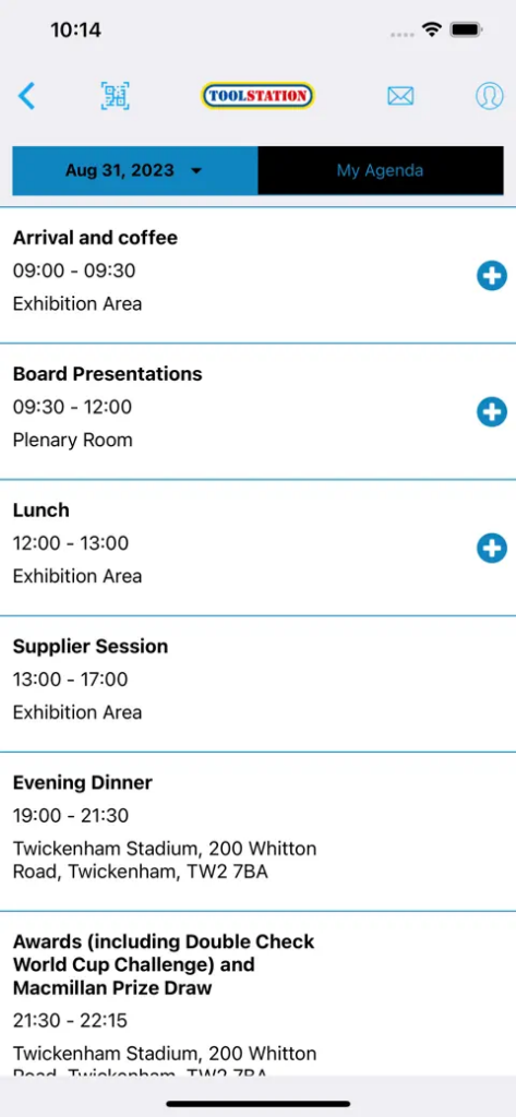 Toolstation Together Conference 2023 - agenda from event app by VenuIQ