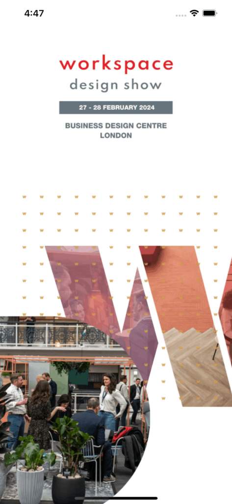 Workspace Design London event app by VenuIQ - loading screen